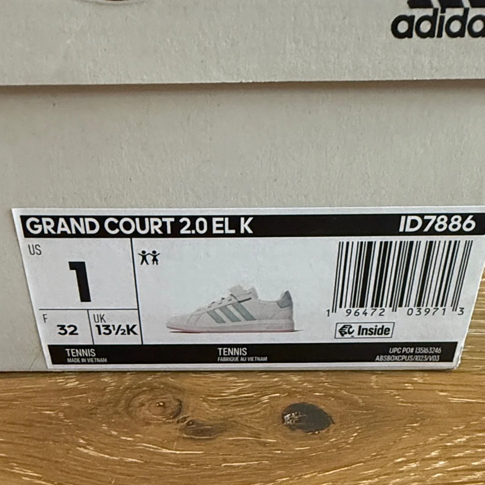 Adidas Kids White Sneakers with Mint Stripes